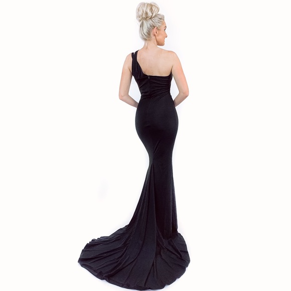 Black Fitted Pageant Evening Gown Prom Dress - Picture 7 of 8